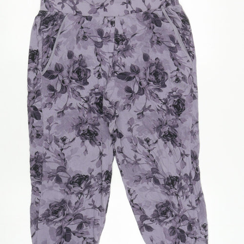 Autograph Womens Purple Floral Viscose Harem Trousers Size 10 L20 in Regular