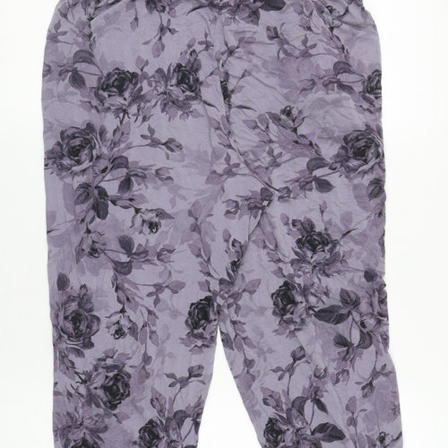 Autograph Womens Purple Floral Viscose Harem Trousers Size 10 L20 in Regular