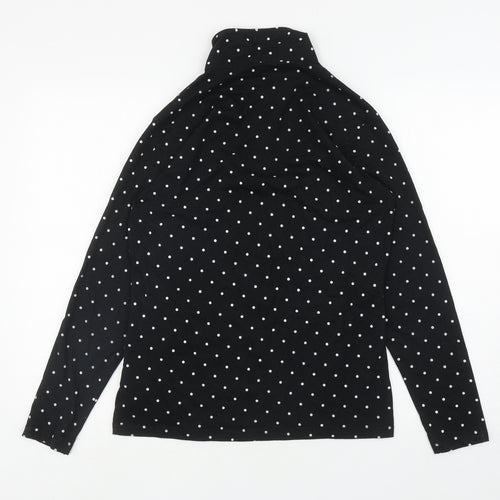 Trespass Womens Black High Neck Polka Dot Cotton Henley Jumper Size M
