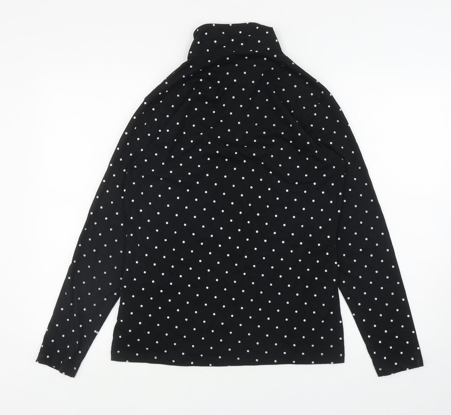 Trespass Womens Black High Neck Polka Dot Cotton Henley Jumper Size M