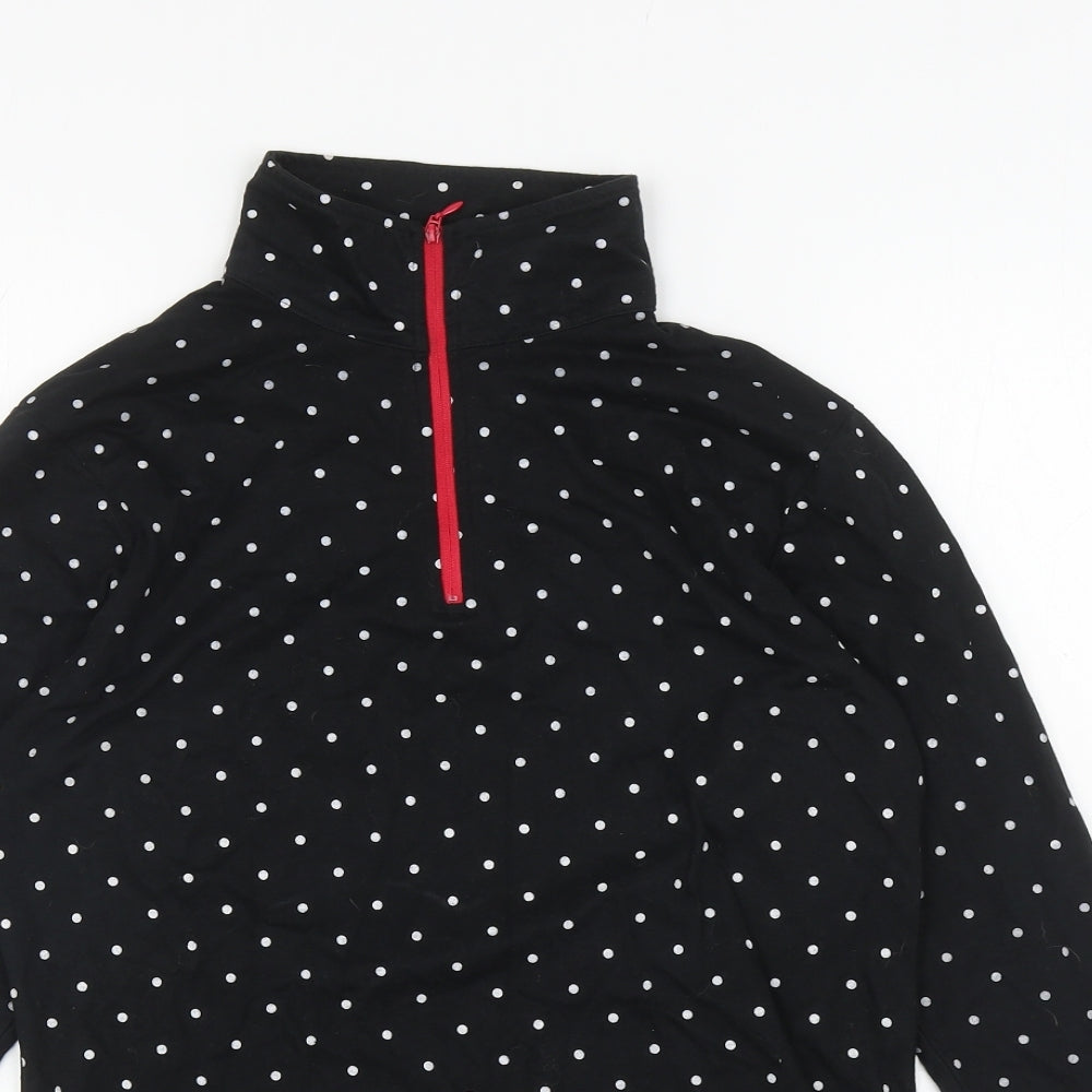 Trespass Womens Black High Neck Polka Dot Cotton Henley Jumper Size M