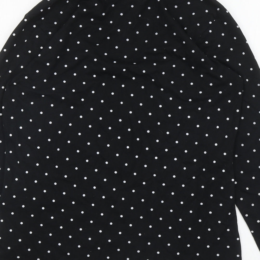 Trespass Womens Black High Neck Polka Dot Cotton Henley Jumper Size M