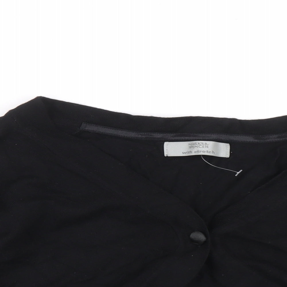 Marks and Spencer Womens Black V-Neck Viscose Cardigan Jumper Size 8