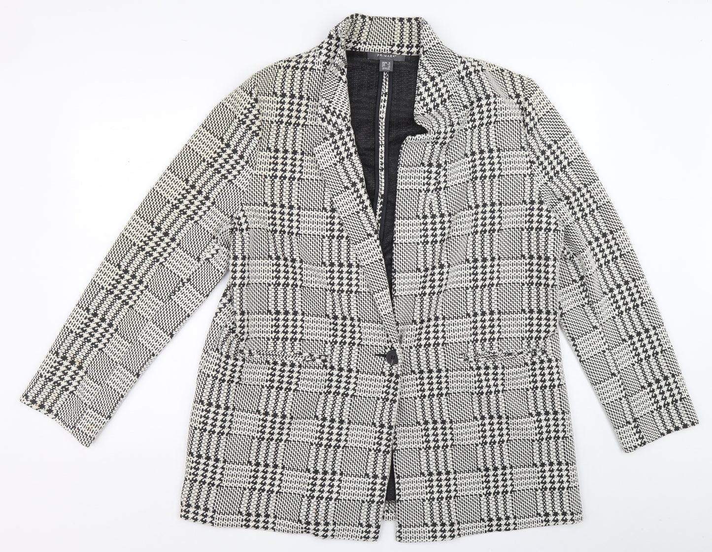 Primark Womens Yellow Check Jacket Blazer Size 16