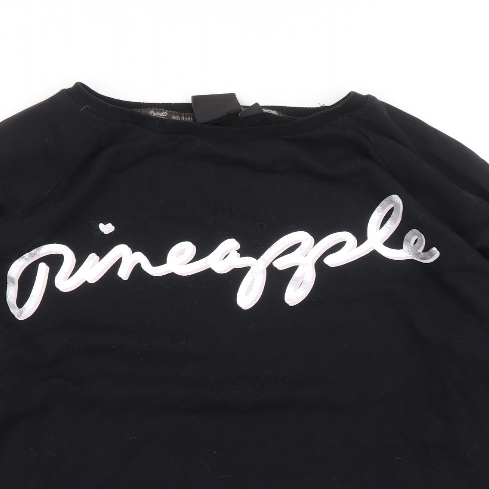Pineapple Girls Black Cotton Pullover Sweatshirt Size 12-13 Years Pullover - Pinapple