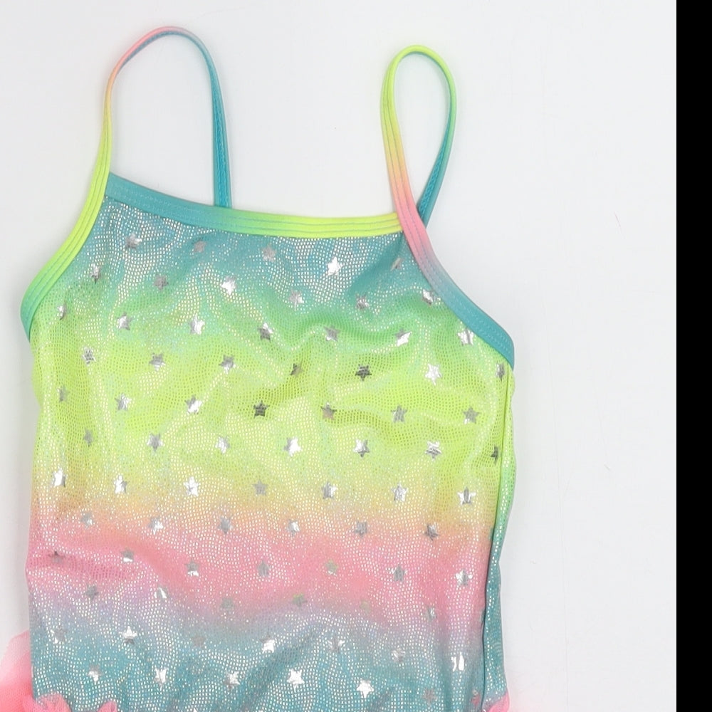 Pep&CO Girls Multicoloured Geometric Polyester Basic Casual Size 2-3 Years Square Neck Pullover - Stars swimming costume