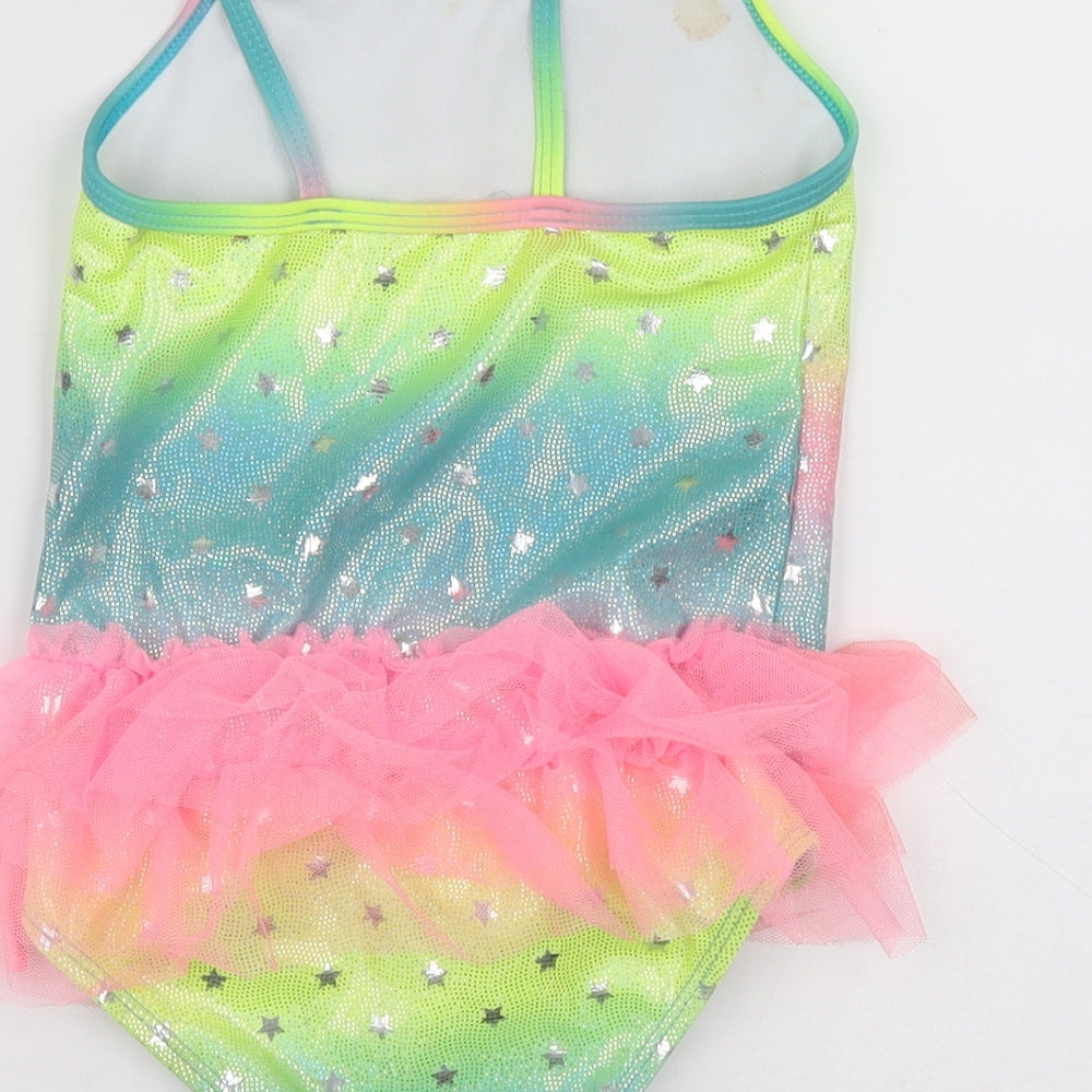 Pep&CO Girls Multicoloured Geometric Polyester Basic Casual Size 2-3 Years Square Neck Pullover - Stars swimming costume