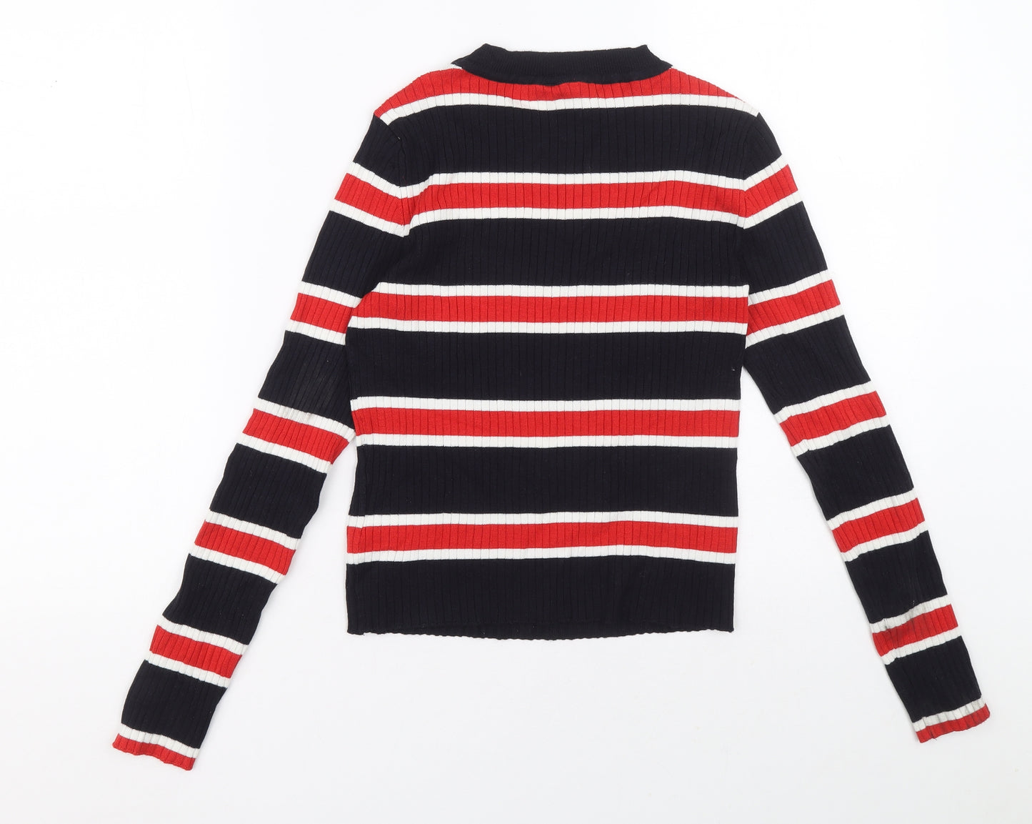 H&M Womens Multicoloured Crew Neck Striped Viscose Pullover Jumper Size S - Ribbed fabric