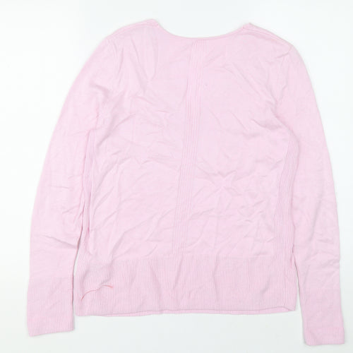Preworn Womens Pink V-Neck Viscose Pullover Jumper Size 36
