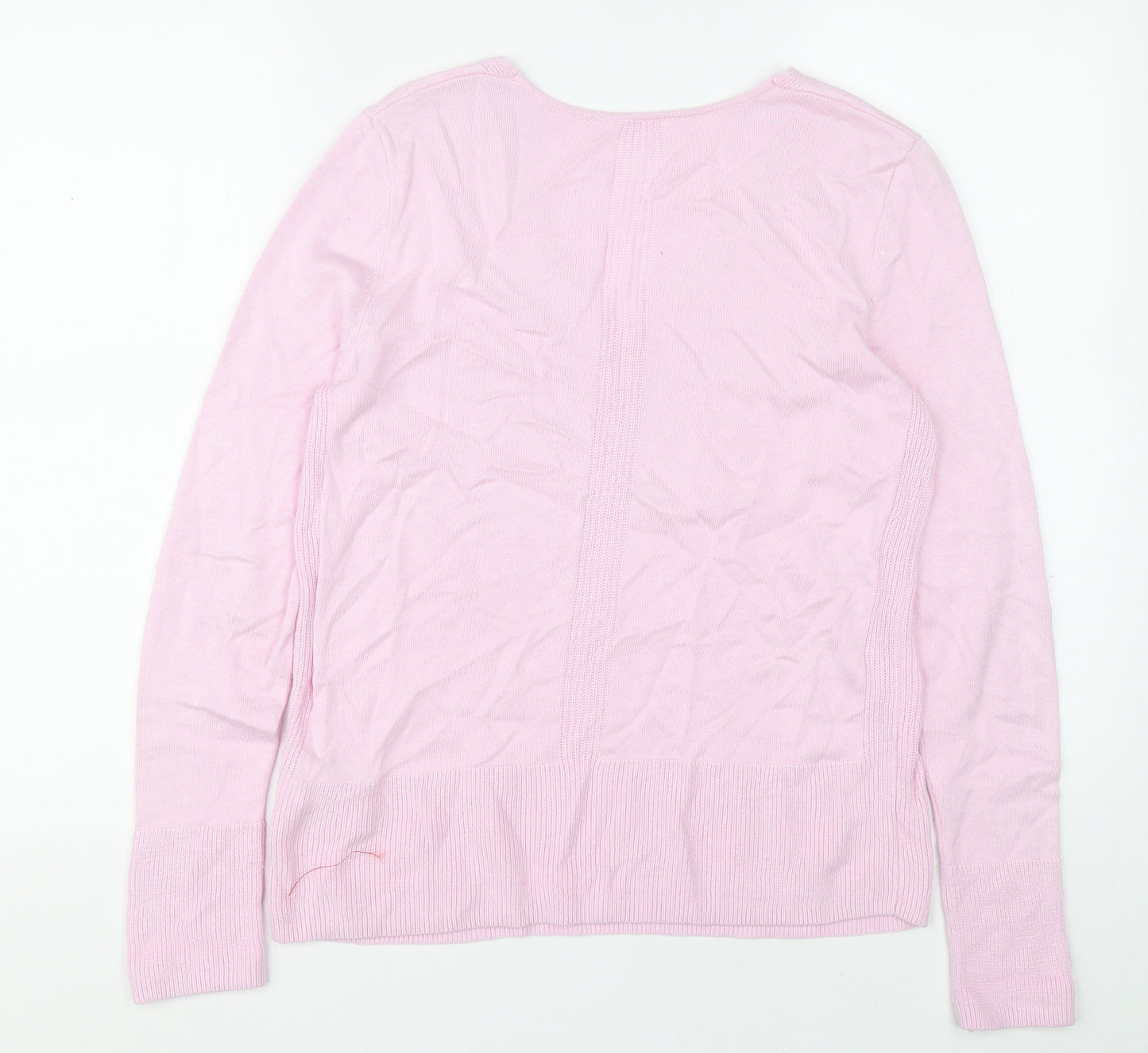 Preworn Womens Pink V-Neck Viscose Pullover Jumper Size 36