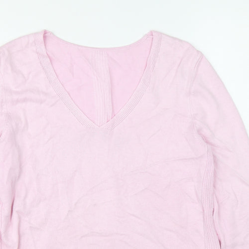 Preworn Womens Pink V-Neck Viscose Pullover Jumper Size 36