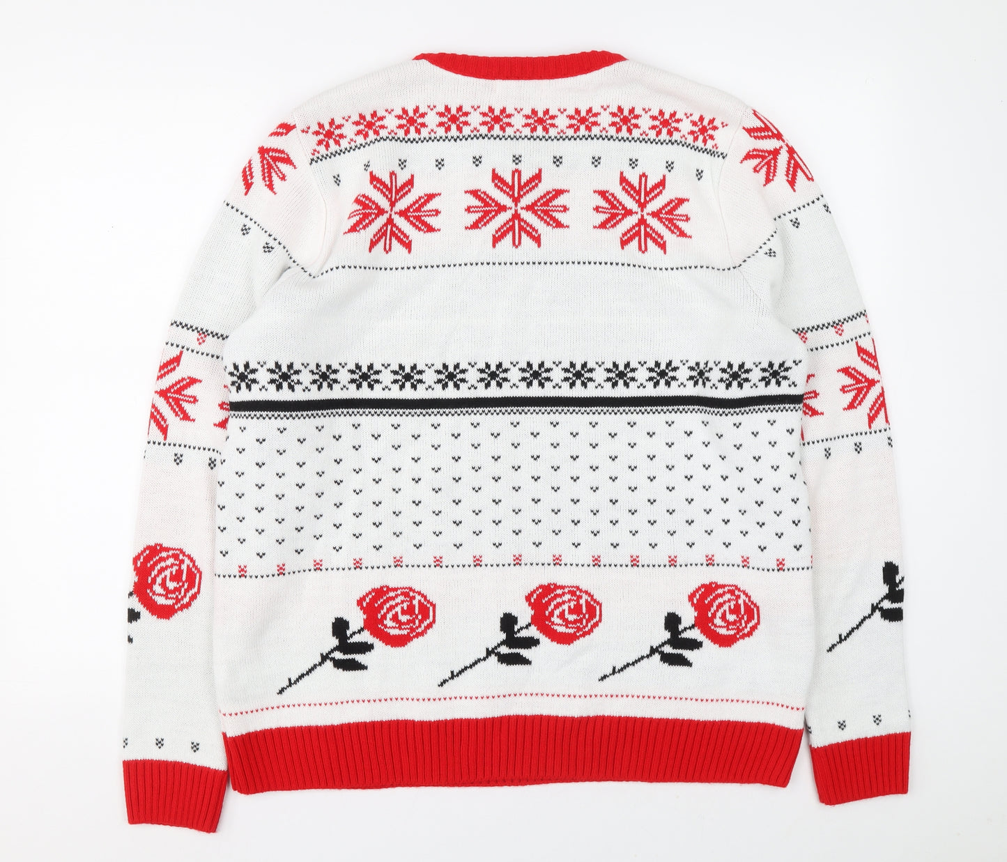 notjust Mens White Crew Neck Acrylic Pullover Jumper Size XL - Jeremy Corbyn Christmas