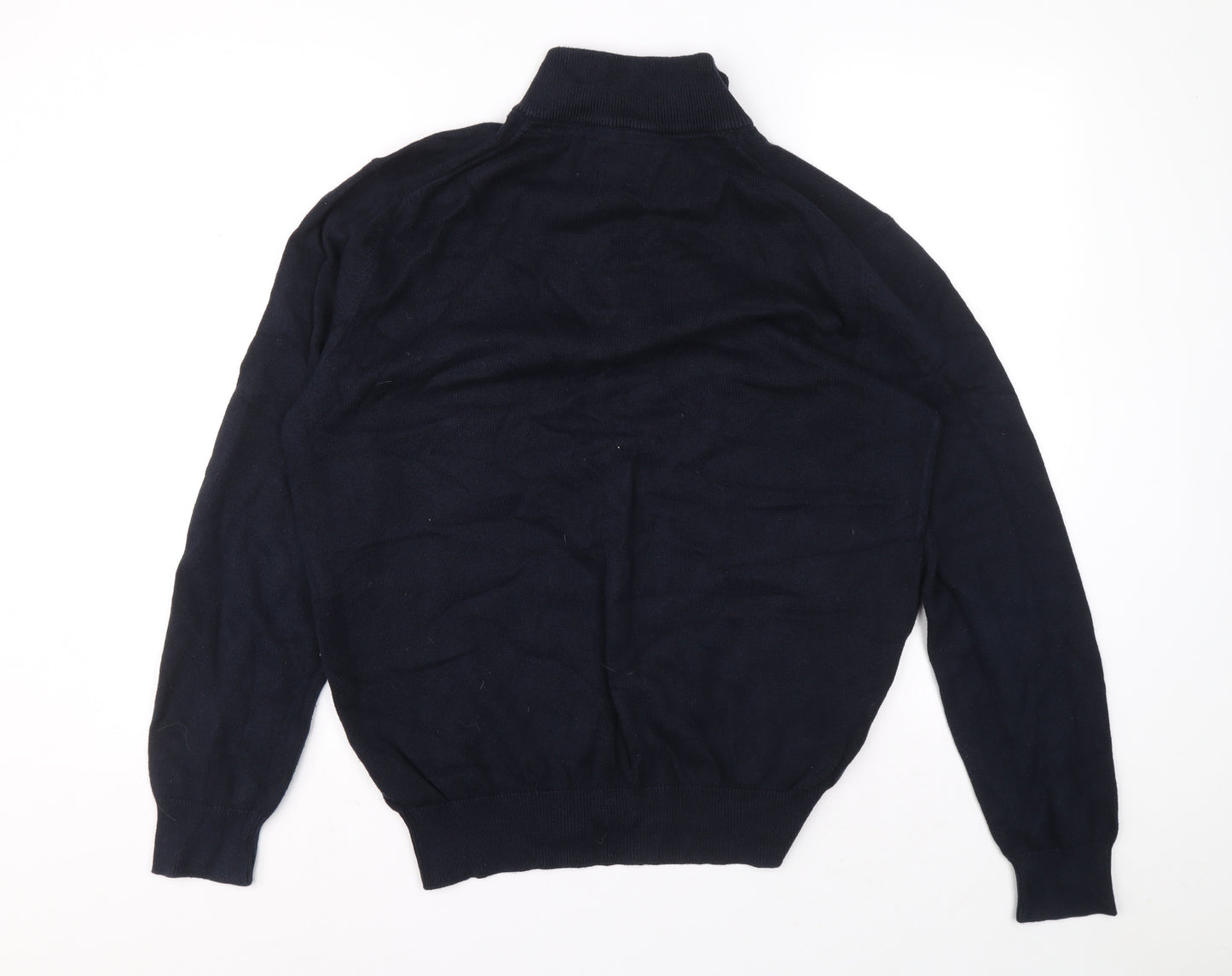 Crew Clothing Mens Blue High Neck Cotton Pullover Jumper Size XL