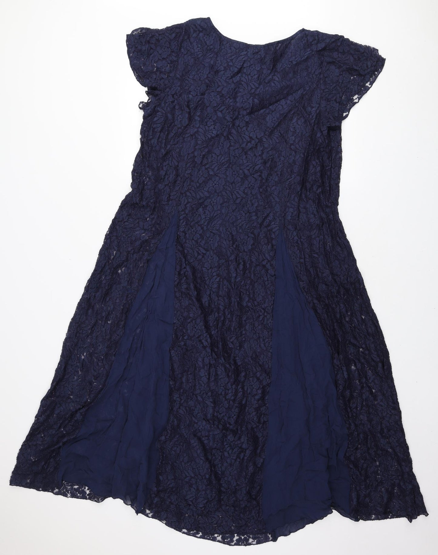 Together Womens Blue Floral Viscose Fit & Flare Size 18 V-Neck Pullover
