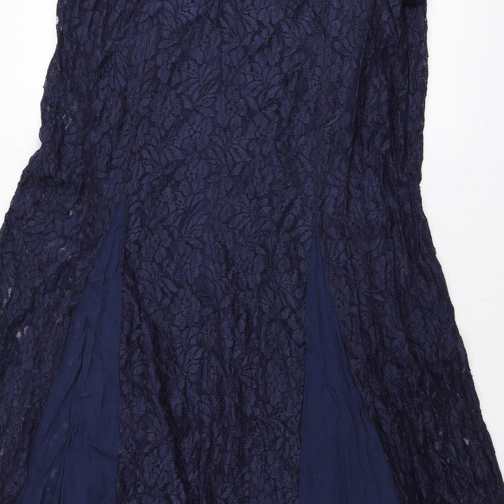 Together Womens Blue Floral Viscose Fit & Flare Size 18 V-Neck Pullover