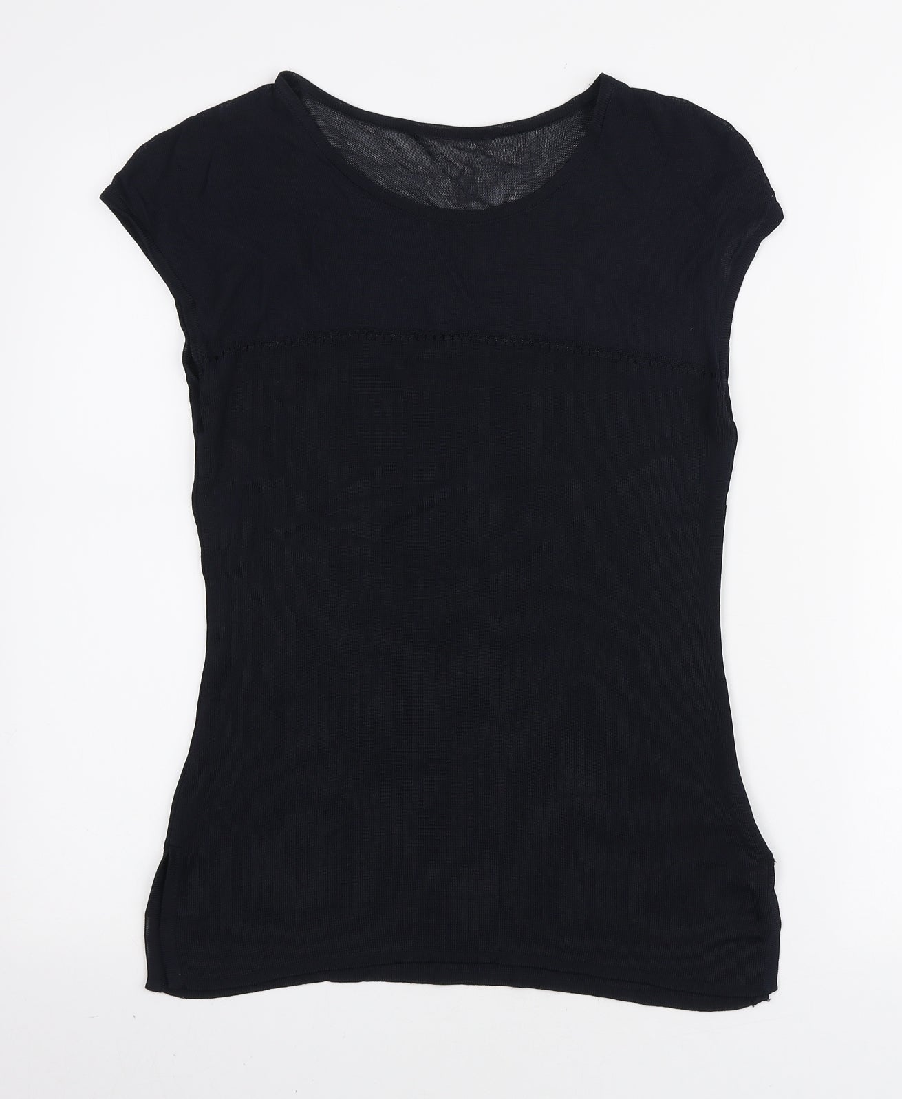 Preworn Womens Blue Viscose Basic T-Shirt Size XS Round Neck