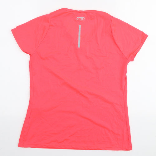 DECATHLON Womens Pink Polyester Basic T-Shirt Size 6 V-Neck Pullover