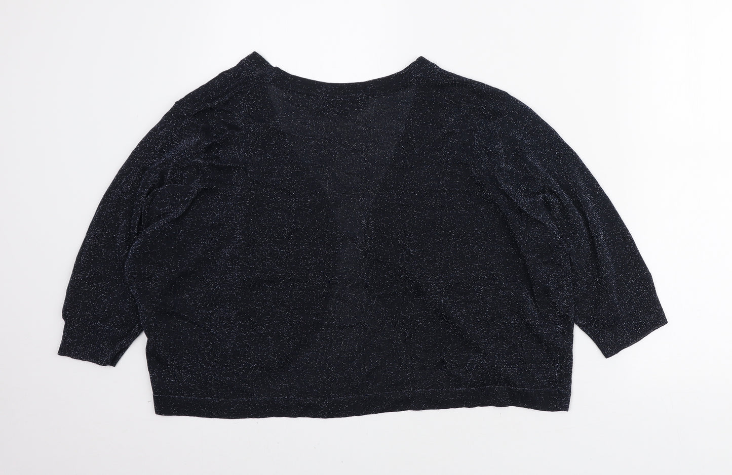Debut Womens Blue V-Neck Polyester Shrug Jumper Size 22
