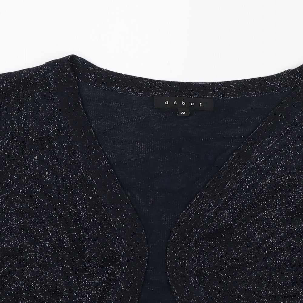 Debut Womens Blue V-Neck Polyester Shrug Jumper Size 22