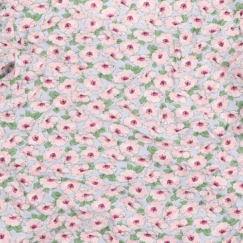 Papaya Womens Pink Floral Viscose Cropped T-Shirt Size 16 V-Neck