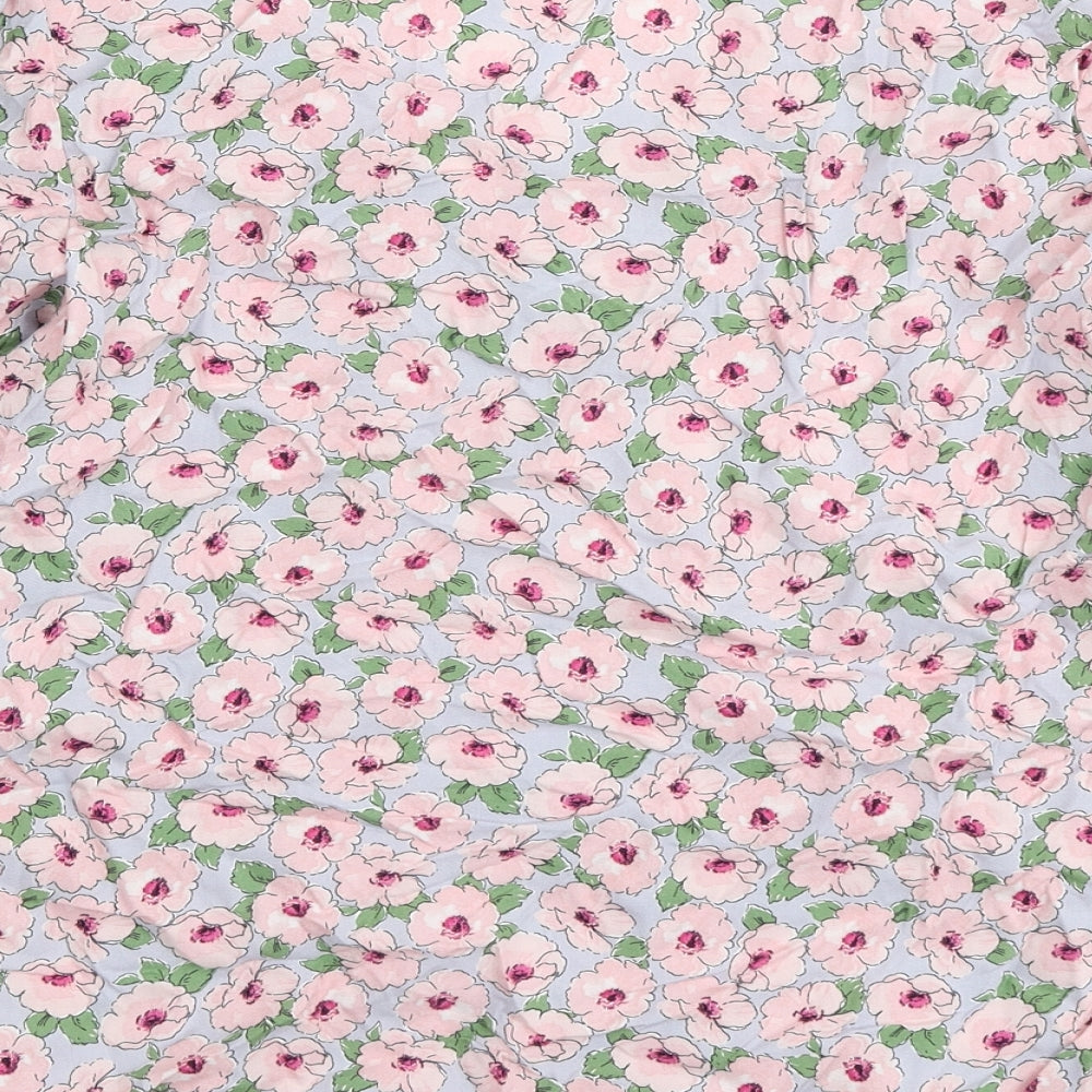 Papaya Womens Pink Floral Viscose Cropped T-Shirt Size 16 V-Neck