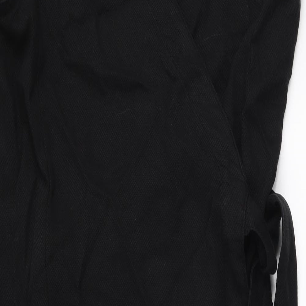 Masai Womens Black Lyocell Wrap Dress Size M V-Neck Tie