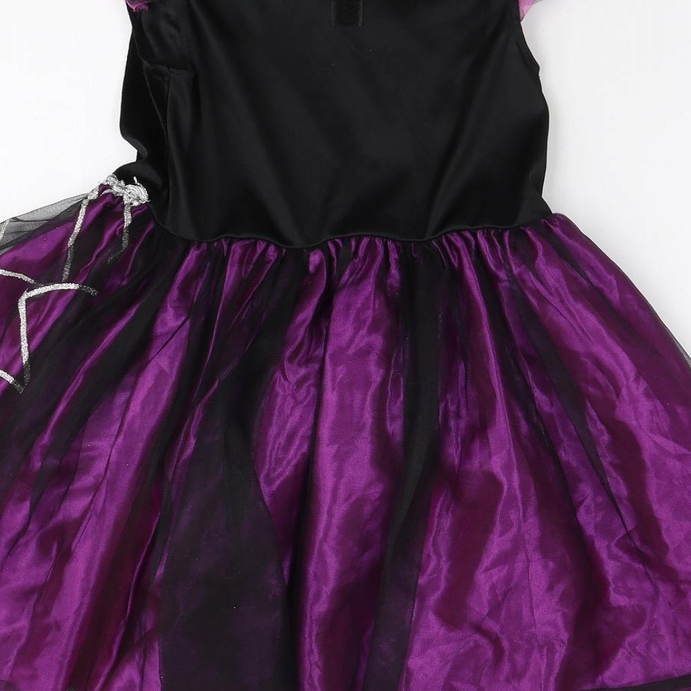 George Girls Purple Polyester Skater Dress Size 7-8 Years Round Neck Pullover - Witch Costume