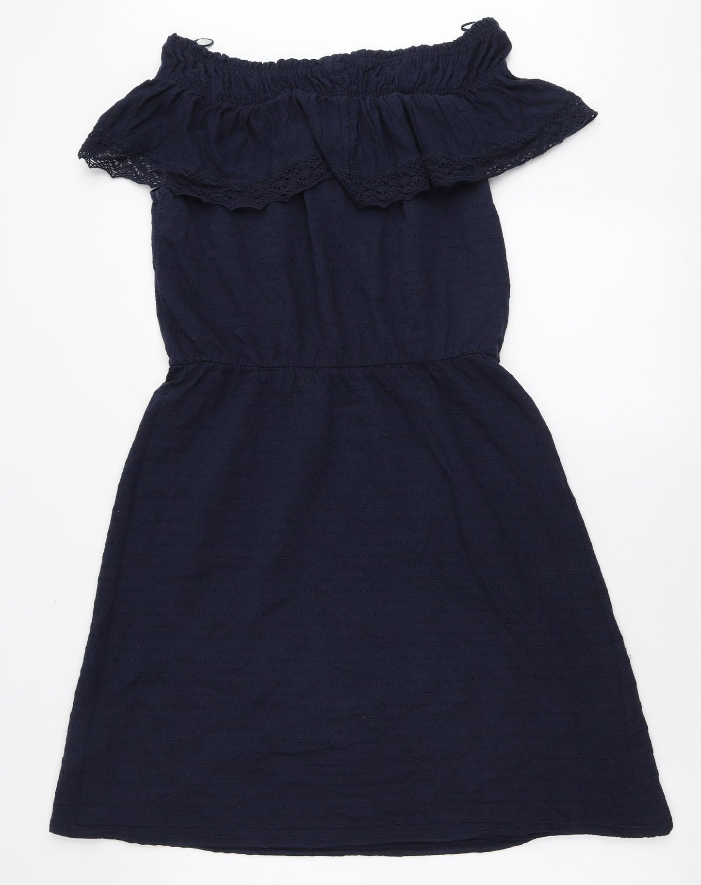 NEXT Womens Blue Cotton Mini Size 10 Off the Shoulder Pullover