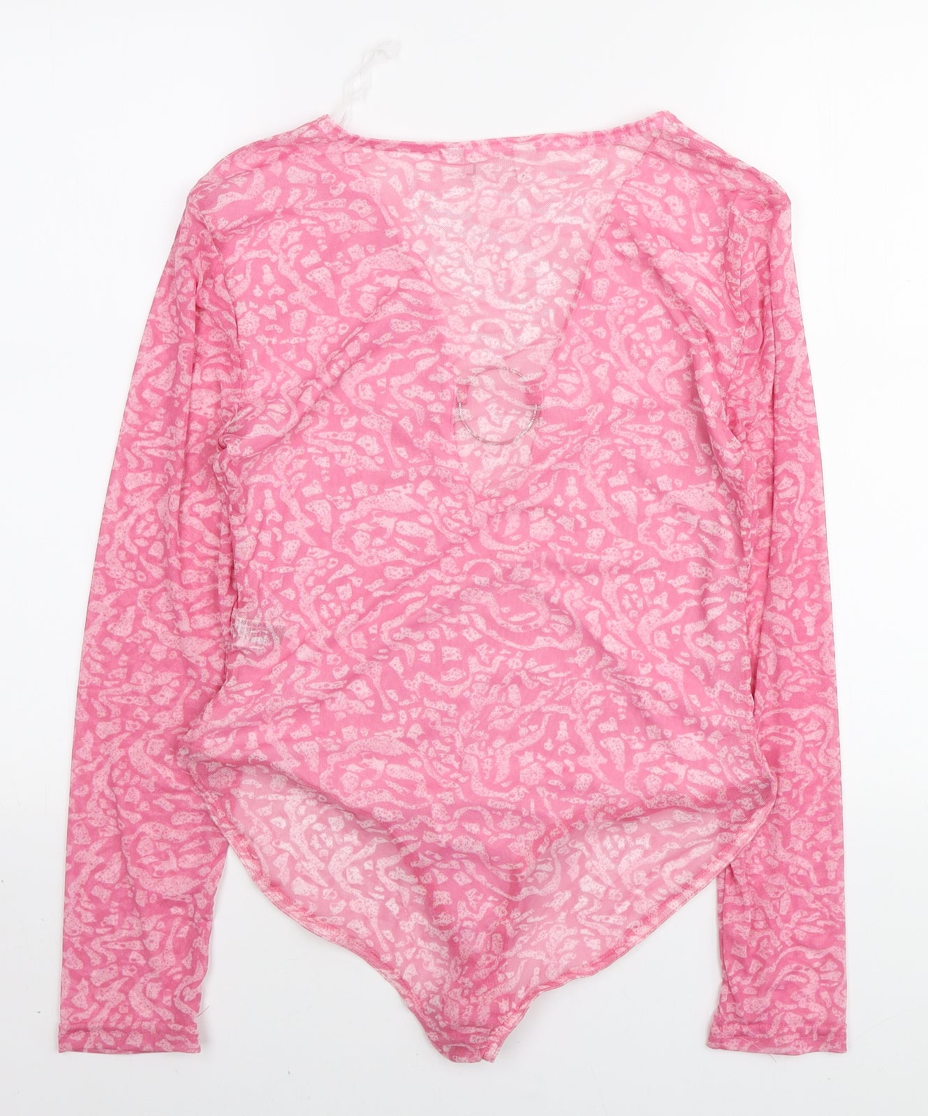 RT Womens Pink Spotted Polyester Bodysuit One-Piece Size L Snap