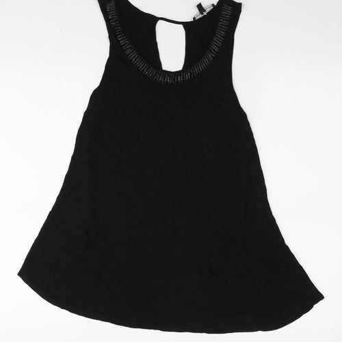Cable & Gauge Womens Black Viscose Tunic Tank Size S Halter