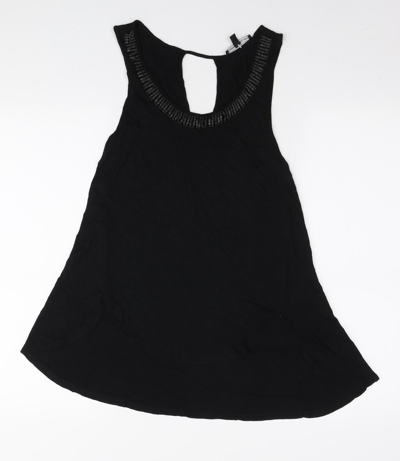 Cable & Gauge Womens Black Viscose Tunic Tank Size S Halter