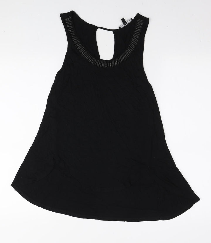 Cable & Gauge Womens Black Viscose Tunic Tank Size S Halter