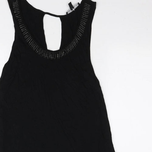 Cable & Gauge Womens Black Viscose Tunic Tank Size S Halter