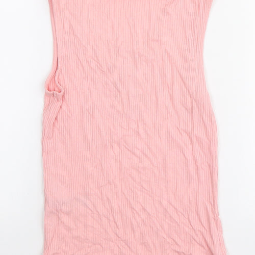 Miss Selfridge Womens Pink Viscose Basic Tank Size 8 V-Neck