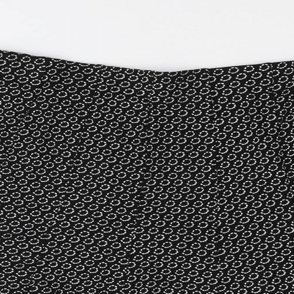 Marks and Spencer Womens Black Geometric Viscose Skater Skirt Size 10