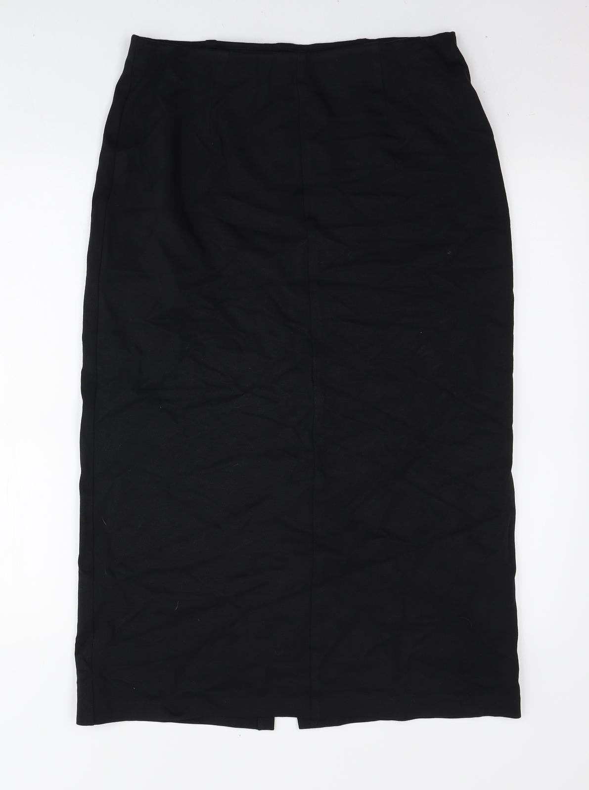 Marks and Spencer Womens Black Viscose Straight & Pencil Skirt Size 12