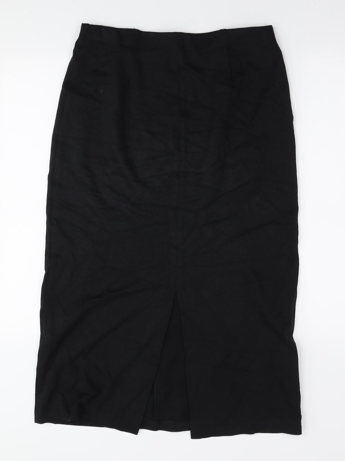 Marks and Spencer Womens Black Viscose Straight & Pencil Skirt Size 12