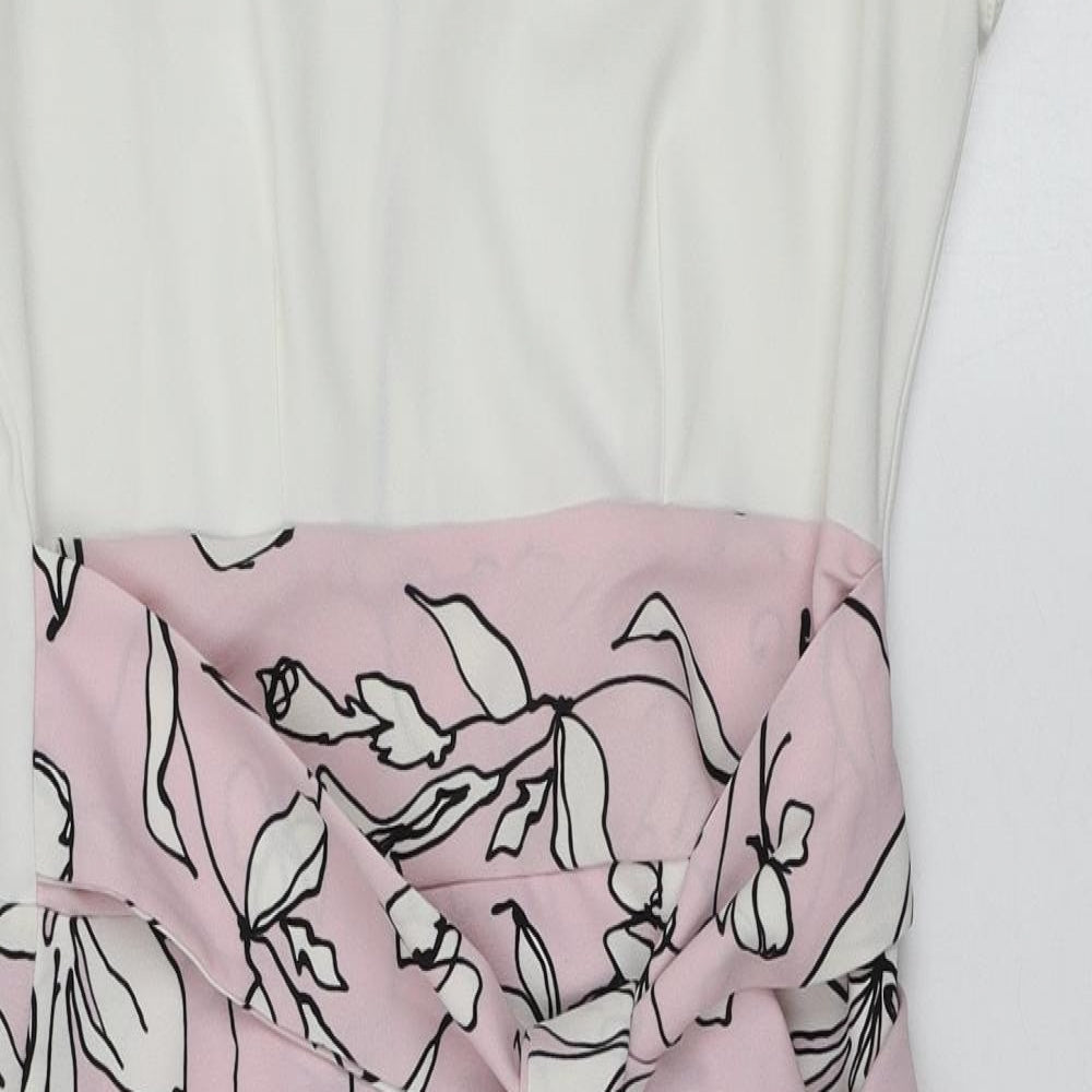 Closet Womens Pink Floral Polyester Mini Size 10 Boat Neck Zip