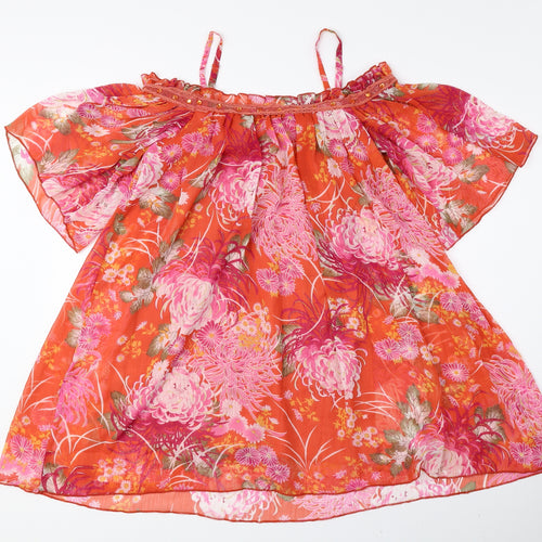 ASOS Womens Multicoloured Floral Polyester Basic Blouse Size 6 Off the Shoulder