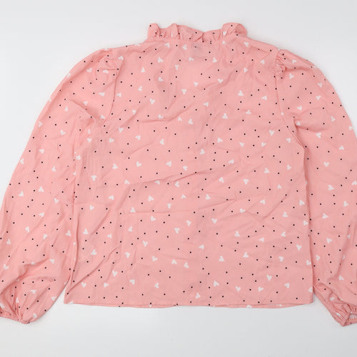 SheIn Womens Pink Geometric Polyester Basic Blouse Size M V-Neck