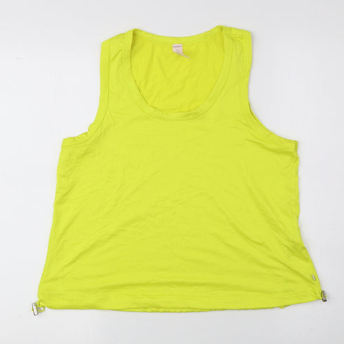 Marika Womens Yellow Polyester Cropped Tank Size 6 Scoop Neck Drawstring