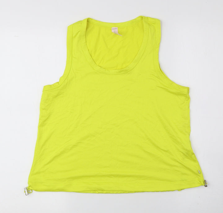 Marika Womens Yellow Polyester Cropped Tank Size 6 Scoop Neck Drawstring