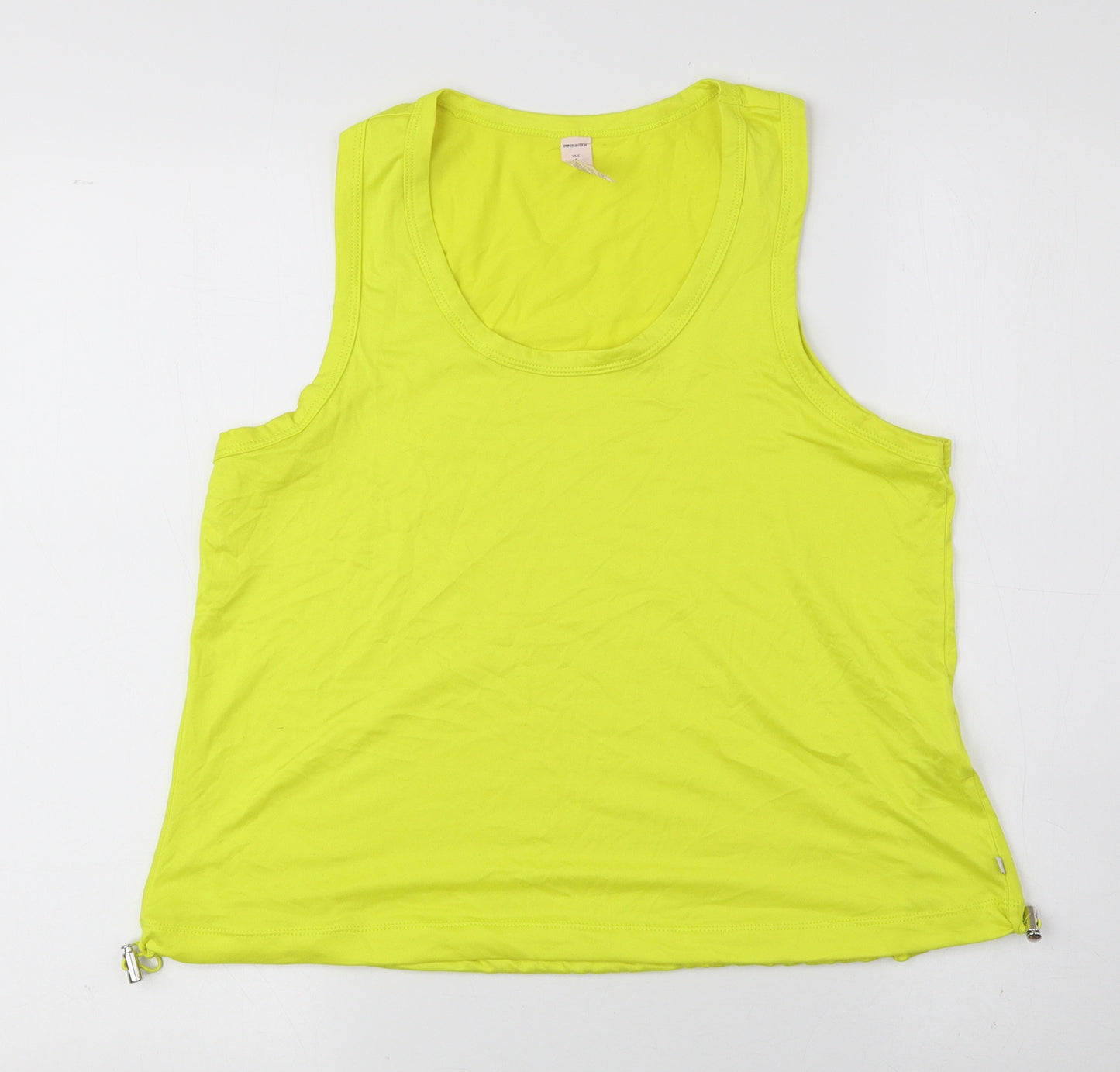 Marika Womens Yellow Polyester Cropped Tank Size 6 Scoop Neck Drawstring