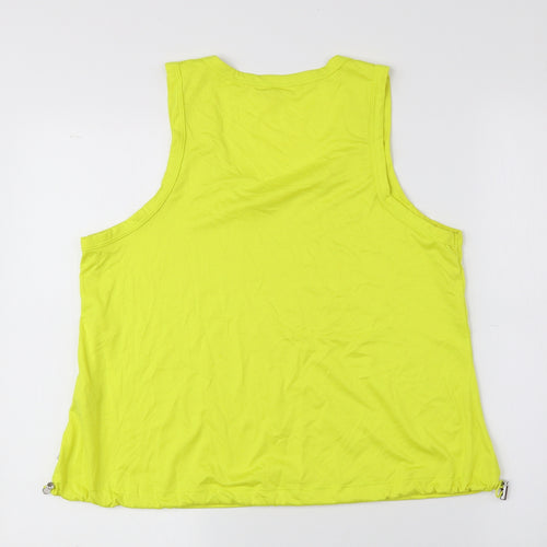 Marika Womens Yellow Polyester Cropped Tank Size 6 Scoop Neck Drawstring
