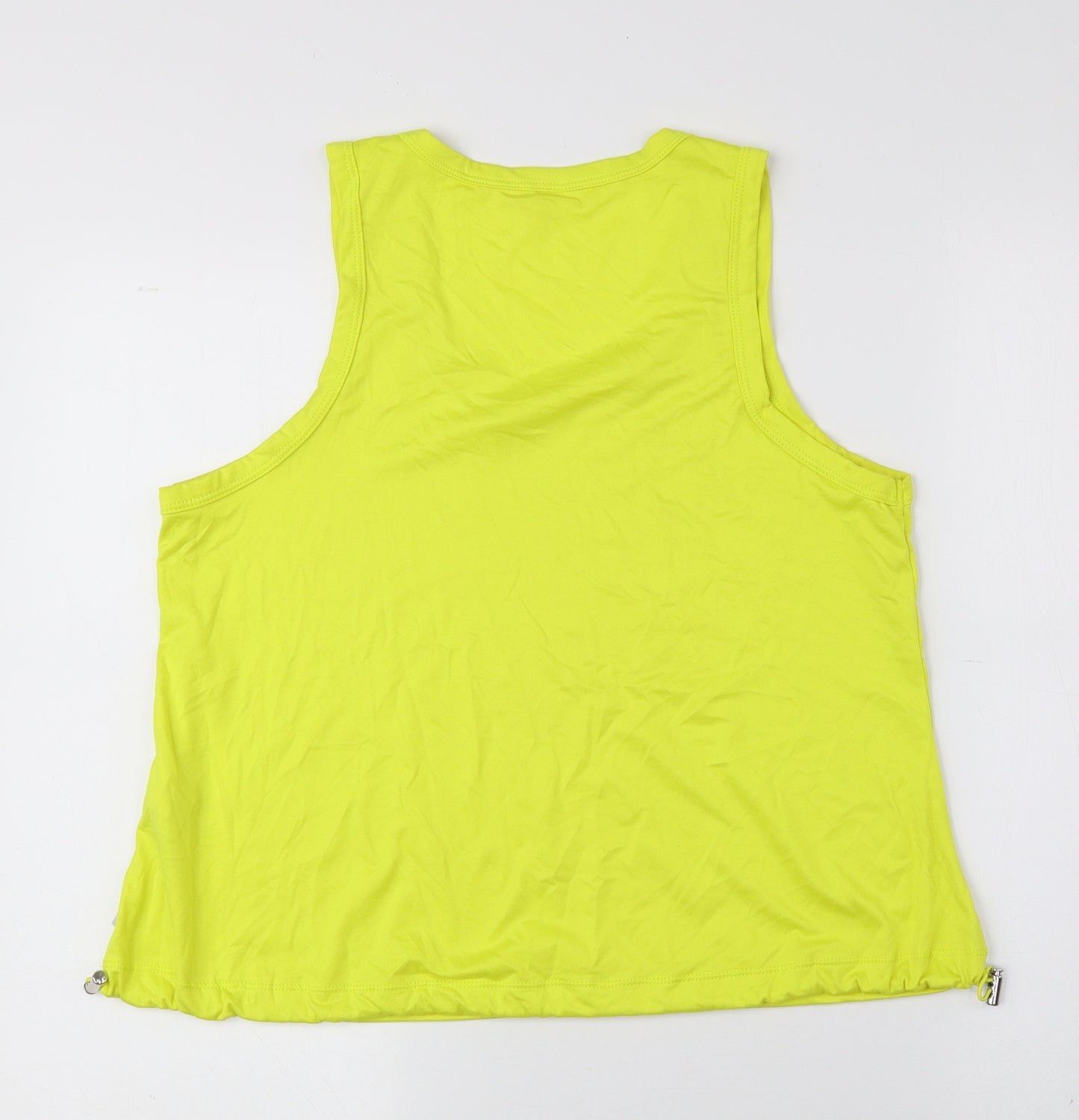 Marika Womens Yellow Polyester Cropped Tank Size 6 Scoop Neck Drawstring