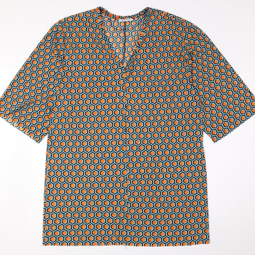 Zara Trafaluc Womens Multicoloured Geometric Polyester A-Line Size 14 V-Neck Pullover