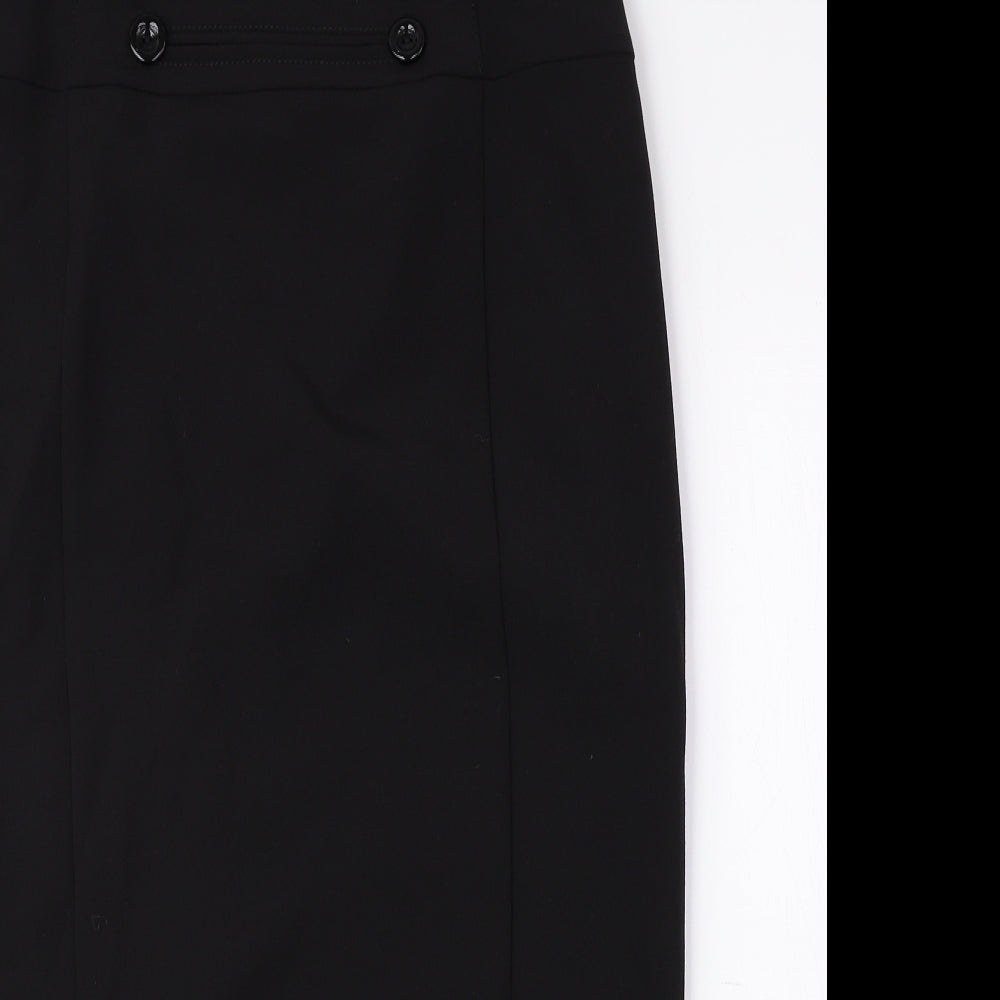 Wallis Womens Black Polyester Straight & Pencil Skirt Size 10 Zip