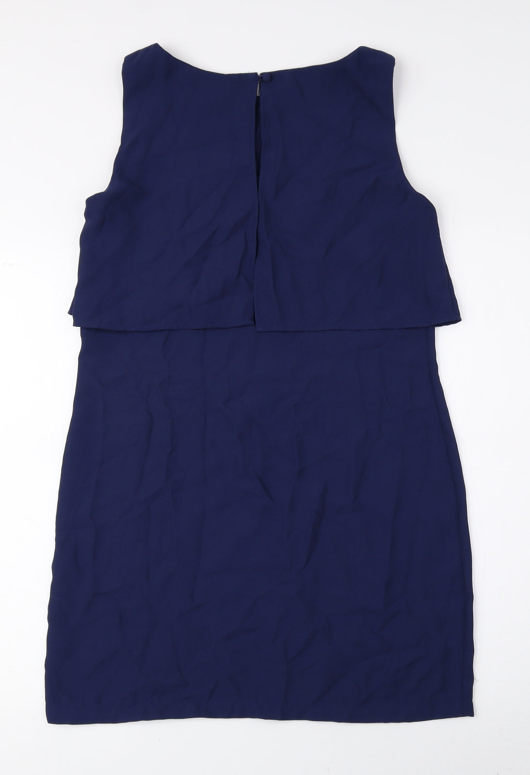 H&M Womens Blue Polyester A-Line Size 10 Boat Neck Zip