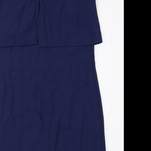 H&M Womens Blue Polyester A-Line Size 10 Boat Neck Zip