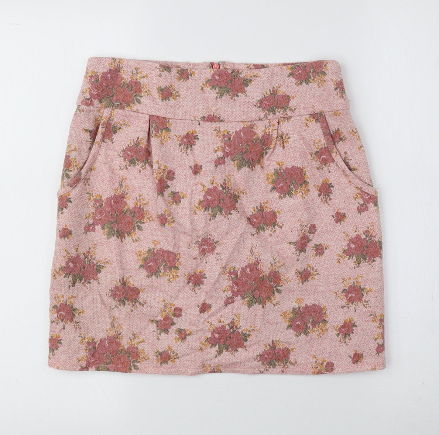 Traffic People Womens Pink Floral Polyester Mini Skirt Size S Zip